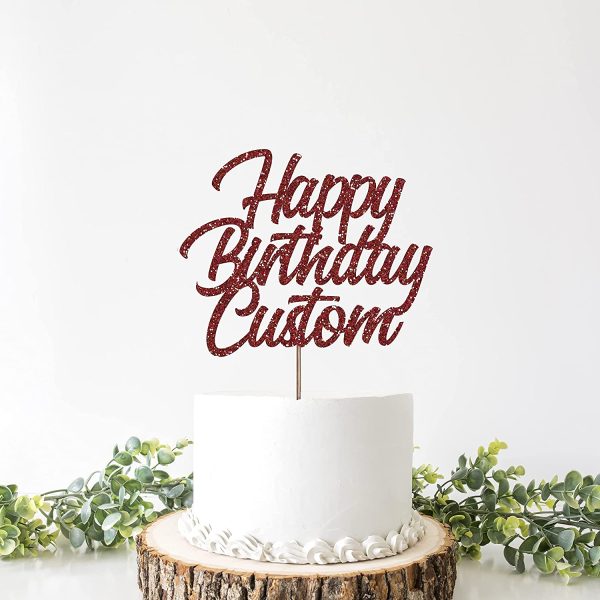 Beaver Fun, Happy Birthday Custom Glitter Cake Topper, Custom Name and Age Birthday Cake Topper, 4"- 8" inch Size Options, Gold Silver Black +13 Available Colors, Custom Birthday Glitter Cake Decoration, Create Your Own Personalized Cake Topping, Happy Birthday Themed Party Decor - Image 2