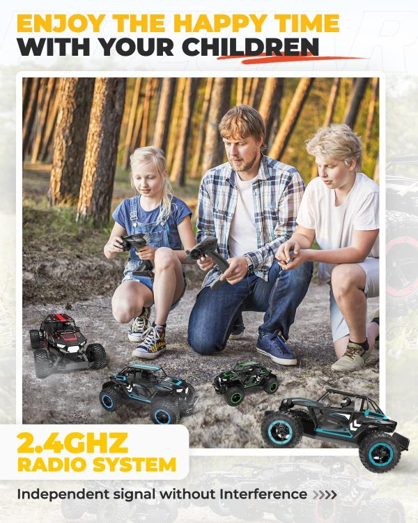 BEZGAR 18 Remote Control Truck for Boys, RC Car Toy Grade 1:14 Scale 2WD High Speed 20 Km/h All Terrains Electric Toy Off Road Vehicle Crawler with Two Rechargeable Batteries for Kids and Adults (Blue) - Image 5