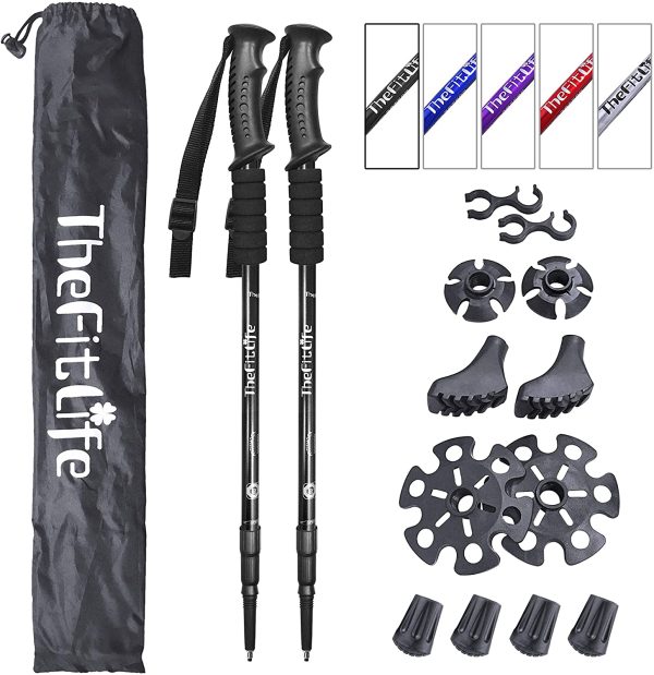 TheFitLife Nordic Walking Trekking Poles - 2 Pack with Antishock and Quick Lock System, Telescopic, Collapsible, Ultralight for Hiking, Camping, Mountaining, Backpacking, Walking, Trekking - Image 6