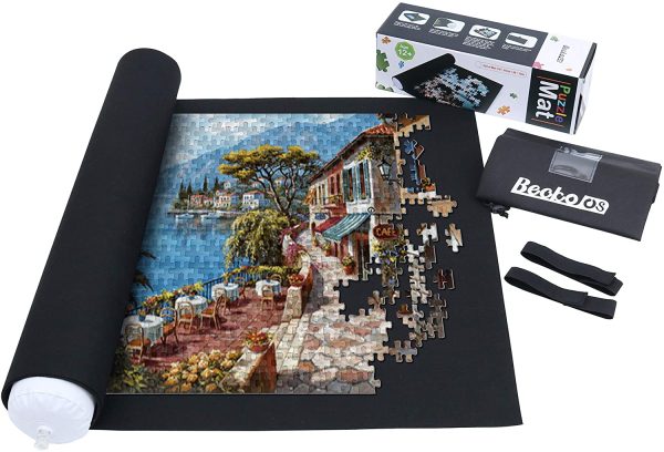 Becko US Puzzle Mat Roll Up Puzzle Mats for Jigsaw Puzzles Puzzle Roll Up Mat Puzzle Keeper Puzzle Storage with Drawstring Storage Bag for Up to 1500 Pieces - Image 5