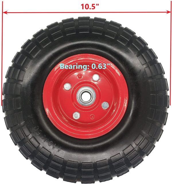 (2 Pack) SEPC 10?? Flat Free Solid 4.10/3.50-4?? Tire on Wheel Solid Flat Free for Dolly Handtruck Cart Hand Truck Wheel Polyurethane Foam tyre with Steel Rim - Image 2