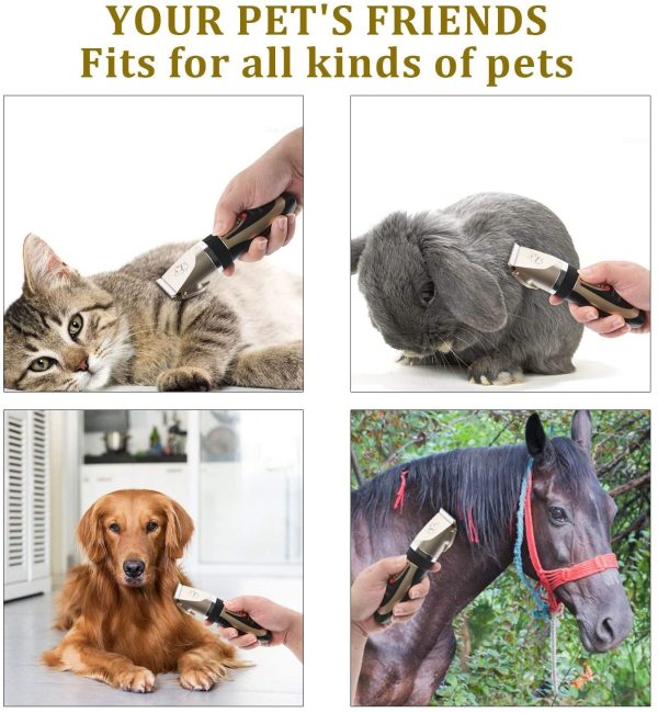 Cat Clipper Low Noise Pet Clippers Rechargeable Trimmer Cordless Pet Grooming Tool Professional Horses Hair Trimmer with Comb Guides Scissors Nail Kits for Cats Dogs Horses & Other Hairy Animals - Image 3