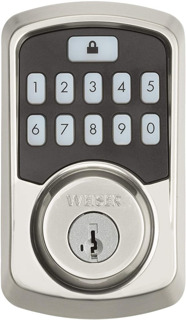 Aura Bluetooth Smart Lock with Light Up Keypad and SmartKey, Electronic Deadbolt, Satin Nickel (9GED18500-001)