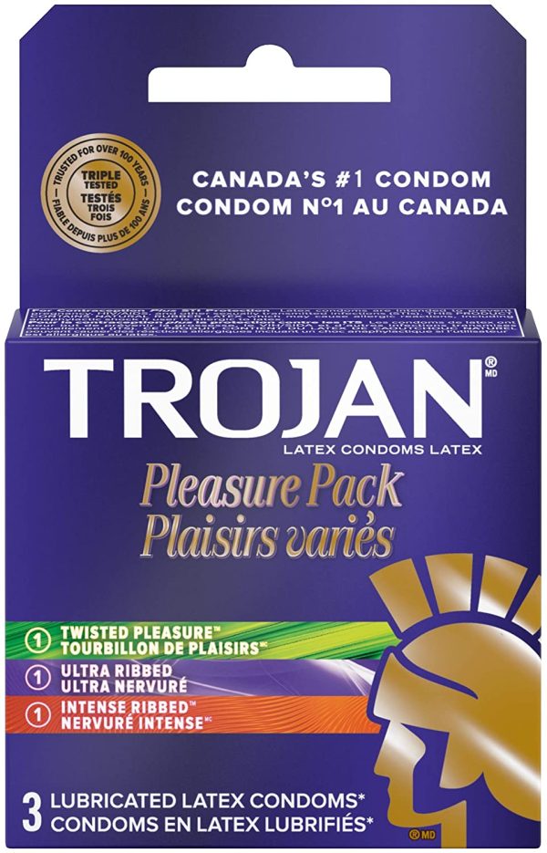 TROJAN Pleasure Pack Assorted Lubricated Latex Condoms, 3 Count - Image 2