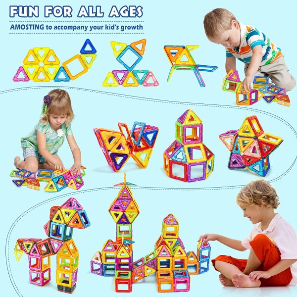 AMOSTING Magnetic Blocks Building Blocks Educational Toys Construction Stacking Toy-64 pcs