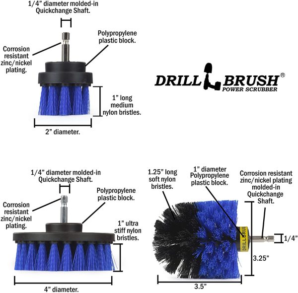 Boat Accessories - Kayak - Cleaning Supplies - Drill Brush - Rotary Cleaning Brushes for Boats and Watercraft - Canoes, Jet-Ski, Bass - Fiberglass, Aluminum, Gel Coat, Wood, Painted - Boat Hull - Image 8