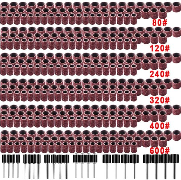 384 Pieces Drum Sander Set Including 360 Pieces Nail Sanding Band Sleeves and 24 Pieces Drum Mandrels for Dremel Rotary Tool - Image 2