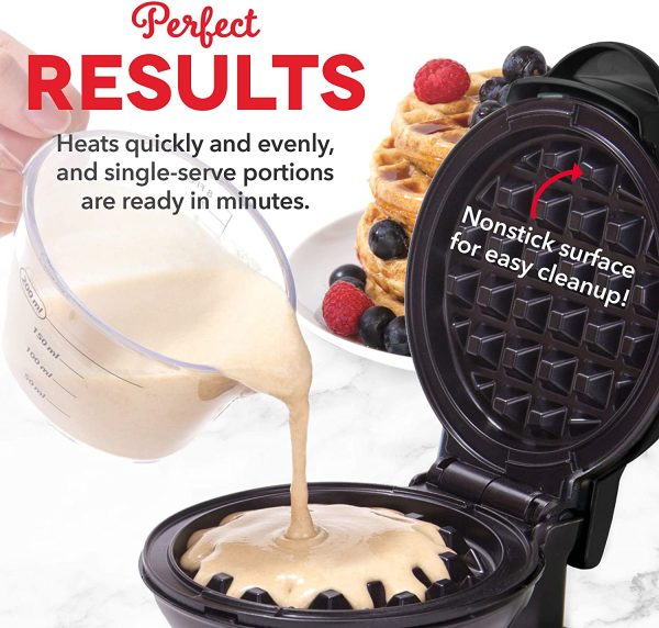 Mini Maker: The Mini Waffle Maker Machine for Individual Waffles, Paninis, Hash browns, & other on the go Breakfast, Lunch, or Snacks - Black - Image 2