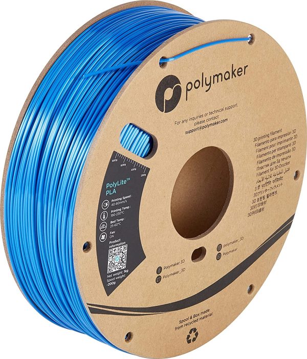 Silk PLA Filament 1.75mm Shiny PLA Blue Filament, 1kg PLA 1.75 Cardboard Spool - PolyLite PLA Silk Blue Shiny Filament 1.75mm, Print with Most Printers Using 3D Filaments - Image 4