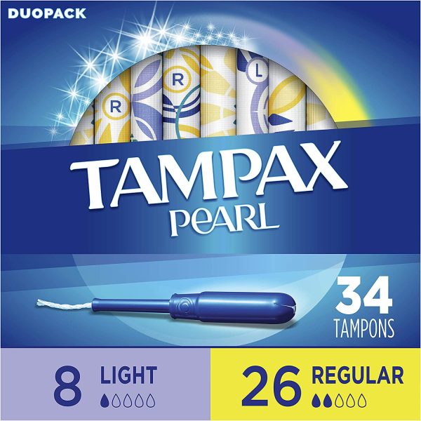 Tampax Pearl Tampons, Duo Pack Light/Regular Absorbency with Leakguard braid, Unscented, 34 Count - Image 5