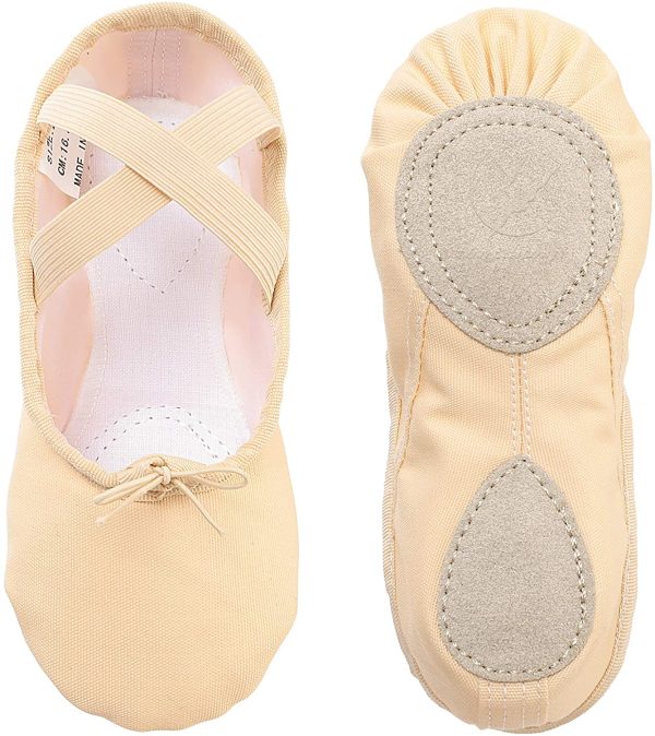 tanzdunsje Ballet Dance Shoes Slipper Canvas Split Leather Sole for Girls Women