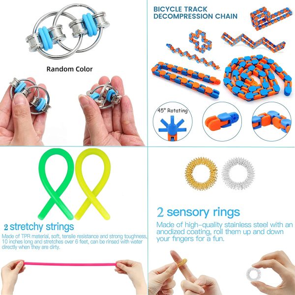 23Pcs Fidget Toys Set, Relieves Stress and Anxiety Fidget Toy for Children Adults, Sensory Toy Set for Kids Autism, ADHD - Image 3