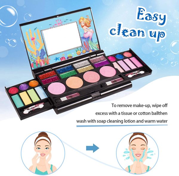 Tomons Makeup Toys Real Kids Makeup Kit for Girls,Fold Out Makeup Palette with Mirror and Secure Close - Safety Tested- n Toxic - Image 2