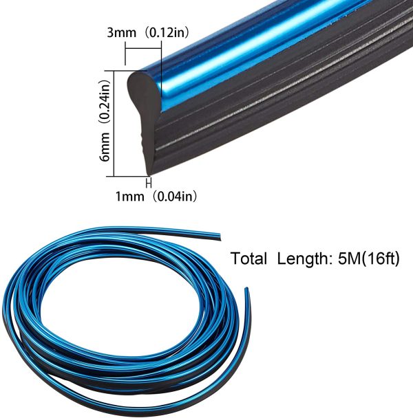 Car Interior Moulding Strip Car Decorative Filler Insert Strips 5M(16ft) Flexible Electroplating Decoration Styling Dashboard Accessories with Installing Tool (Blue) - Image 3