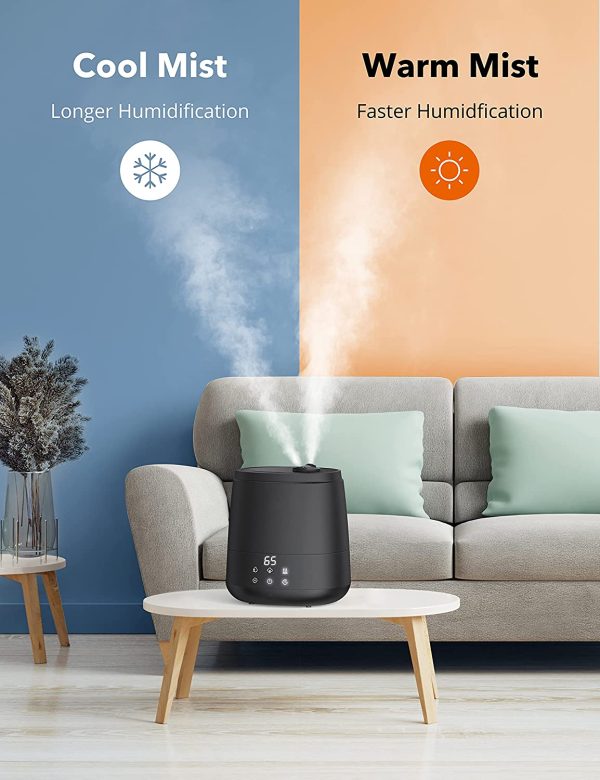 Top Fill Humidifiers for Large Room Bedroom,6L Large Capacity for Large Room Warm& Cool Mist Ultrasonic Humidifier, Essential Oil Diffuser for Home, Remote Control, Sleep Mode, LED Display(black) - Image 7