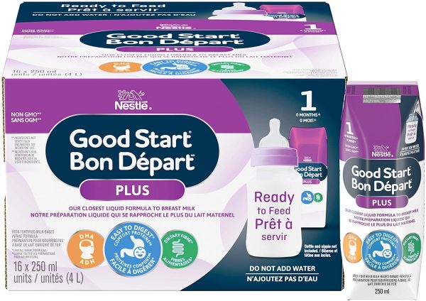 NESTL?? GOOD START PLUS 1 Baby Formula, Ready-to-Feed, 0+ months, DHA for Brain Development, 250 ml, 16 Pack