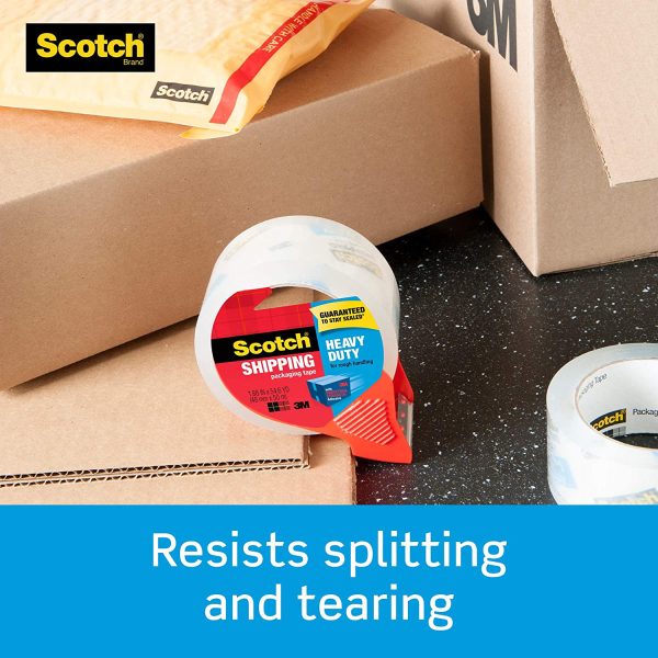 Scotch Heavy Duty Shipping Packaging Tape, 1 Roll with Dispenser, 1.88" x 22.2 Yards, 1.5" Core, Great for Packing, Shipping & Moving, Clear (142) - Image 2