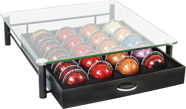 DecoBros Vertuo Pod Holder VertuoLine Drawer Storage for Nespresso Coffee Capsules, Crystal Tempered Glass - Image 3