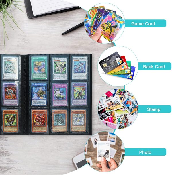 Pocket Trading Card with Shell Photo Album Game Collection Card Book 396 Pocket Game Card Holder, 22*9-Compartment Collection Card Book, Black Strap, Transparent and Waterproof - Image 2