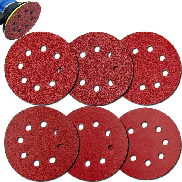 GOOOA 66Pcs 5 inch 8 Holes Sanding Discs 40/60/ 80/120/ 180/240 Grit Round Sandpaper Assorted for Random Orbital Sander - Image 7