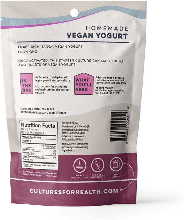 Vegan Yogurt Starter Culture | Non-GMO, Gluten Free, Non-Dairy, DIY | Make Delicious Batches of Probiotic-Dense Plain Vegan Yogurt | 4 Packets - Image 6