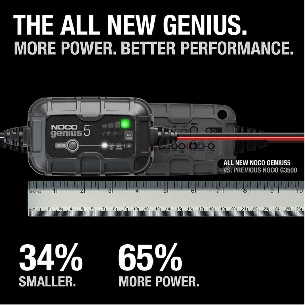 NOCO GENIUS5, 5-Amp Fully-Automatic Smart Charger, 6V and 12V Battery Charger, Battery Maintainer, Trickle Charger, and Battery Desulfator with Temperature Compensation - Image 5