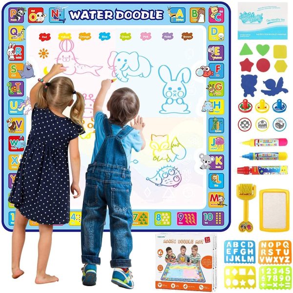 Tobeape? 100 X 100 cm Extra Large Aqua Magic Doodle Mat, Colorful Educational Water Drawing Doodling Mat Coloring Mat for Kids Toddlers Boys Girls Age of 3 4 5 6 7 8 - Image 2