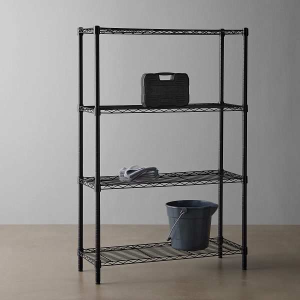 Amazon Basics 4-Shelf Shelving Storage Unit, Metal Organizer Wire Rack, Black - Image 2