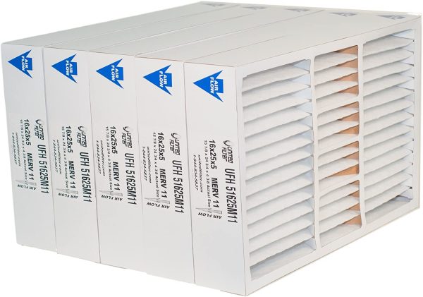 16x25x5 HONEYWELL Size (Actual size 15-7/8" x 24-3/4" x 4-3/8") MERV 11 Pleated Furnace Air Filter, 5 Pack