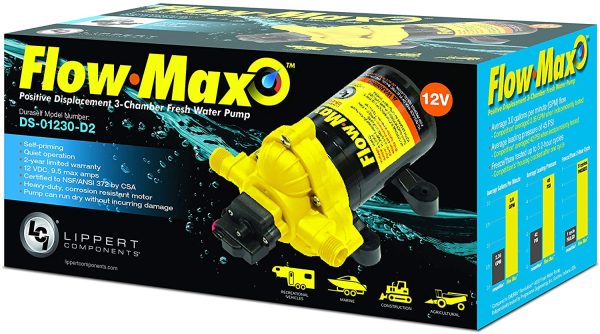 Max-Flow Flow Max DS-01230-D2 12V 3.3 GPM Water Pump, Yellow and Black, 689052 - Image 4