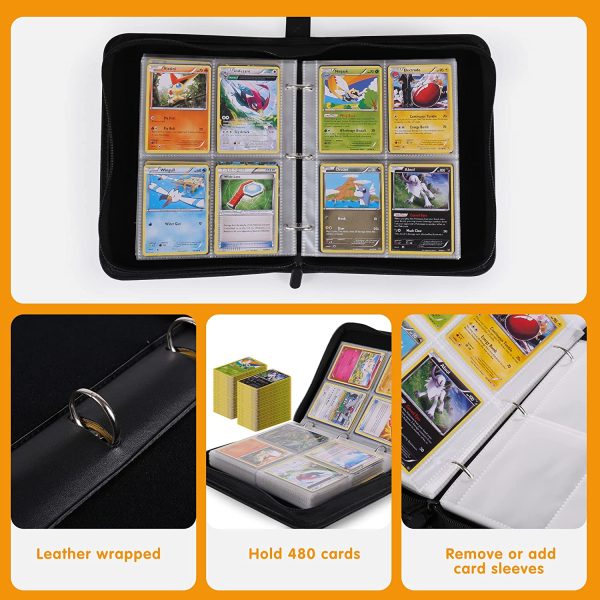 480 Cards Binder Trading Card Holder Case 4-Pockets Album, for Pokemon Cards (Not Included Cards) (Fire Eagle) - Image 3