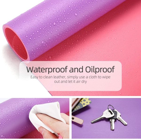 Multifunctional Office Desk Pad, Ultra Thin Waterproof PU Leather Mouse Pad, Dual Use Desk Writing Mat for Office/Home (23.6" x 13.7", Aconite Violet+Eosine Pink) - Image 3