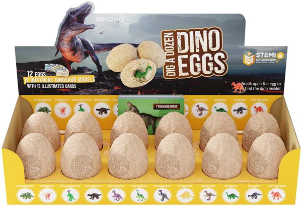 Dig a Dozen Dino Eggs Dig Kit - Easter Egg Toys for Kids - Archaeology Science STEM Crafts Gifts for Boys & Girls - Break Open 12 Unique Large Surprise Dinosaur Filled Eggs & Discover 12 Cute Dinosaurs - Image 5