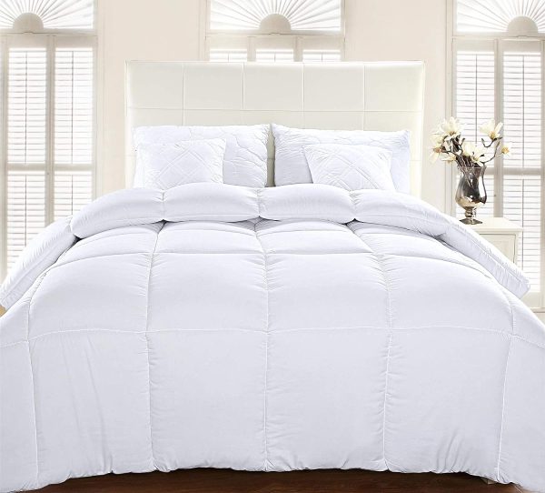 Comforter Duvet Insert - Quilted Comforter with Corner Tabs - Box Stitched Down Alternative Comforter (Twin XL, White)