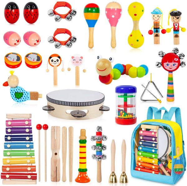 Toddler Musical Instruments, 32PCS 19 Types Wooden Percussion Instruments Toys for Baby Kids - Image 3