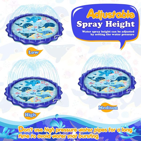 Upgrade Splash Pad, Wave Shape Sprinkler, Spray Water with Inflatable Sprinkler Fun Wading Pool Summer Outdoor Water Mat Splash Pad Sprinkler(68") - Image 4