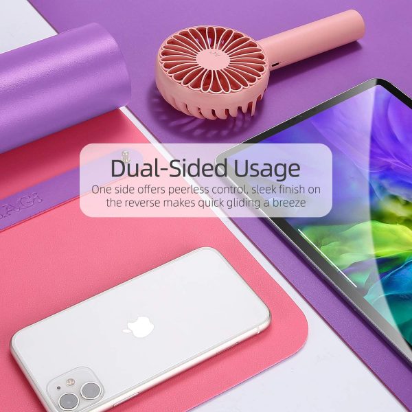 Multifunctional Office Desk Pad, Ultra Thin Waterproof PU Leather Mouse Pad, Dual Use Desk Writing Mat for Office/Home (23.6" x 13.7", Aconite Violet+Eosine Pink) - Image 4