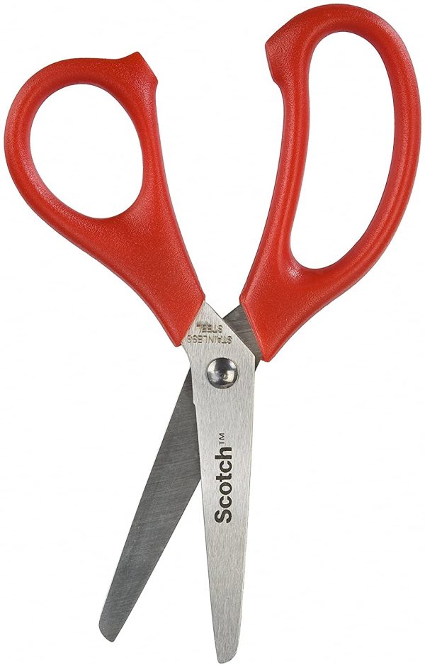 Scotch Kids Scissors, 1 Pair, Blunt, Stainless Steel, Red, 5.1"