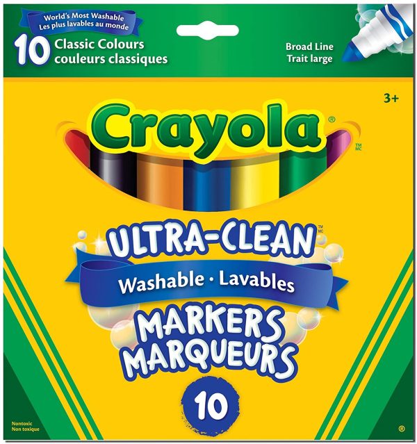 Crayola Ultra-Clean Washable Markers Broad Line 10 Count Arts & Crafts