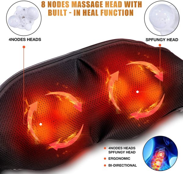 Shiatsu Neck & Back Massager with Heat, Deep Tissue Kneading Shoulder Massagers for Neck and Back Leg Body Muscle Pain Relief, Relaxing Birthday Gifts for Women Men Mom Dad - Image 7