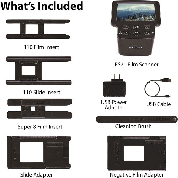 All-in-One 22MP Film Scanner with Large 5" Display & HDMI, Converts 35mm/126/110/Super 8 Film & 135/126/110 Slides into Digital Photos, Built-in Memory (FS71) - Image 7