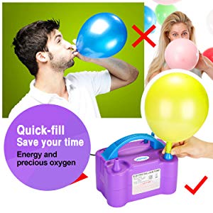  Portable Purple Two Nozzle High Power Air Blower Electric Balloon Inflator Pump for Party