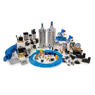 H.A.K. PNEUMATIC pressure regulator, electric solenoid brass valves and blue line tubing hoses