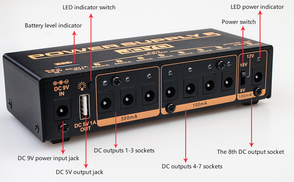 JOYO Guitar Effect Pedal Power Supply 8 Outputs JP-05