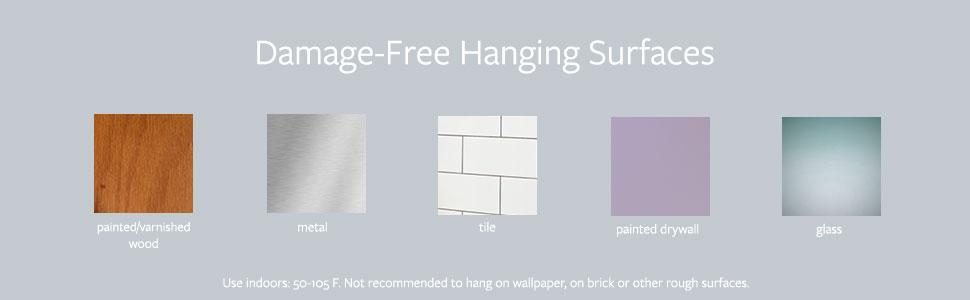 Damage free hanging surfaces