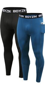 Mens 2 Pack Sport Compression Pants With Pockets