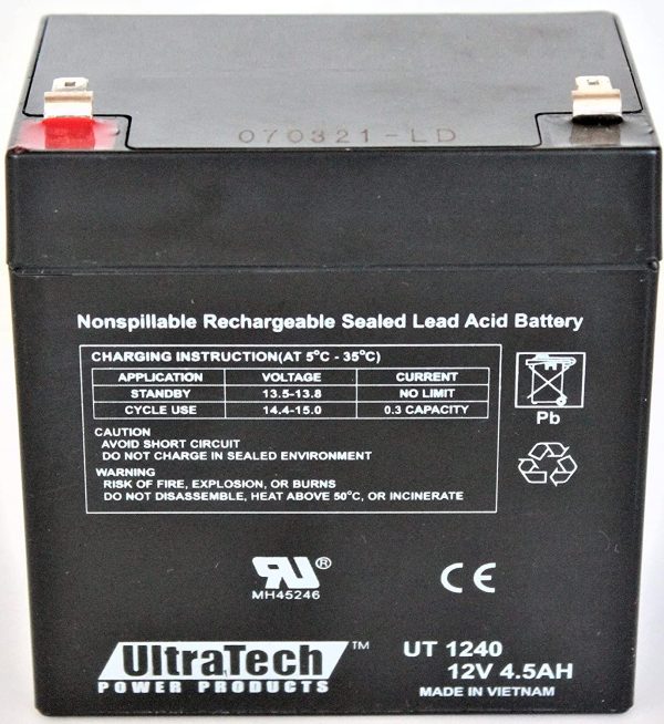 UltraTech UT-1240 12V, 4.5Ah Sealed Lead Acid Alarm Battery UT1240 ISO9002 - Image 2