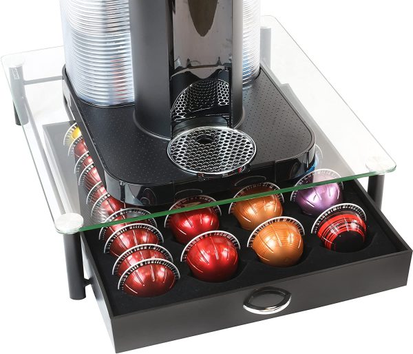 DecoBros Vertuo Pod Holder VertuoLine Drawer Storage for Nespresso Coffee Capsules, Crystal Tempered Glass - Image 4