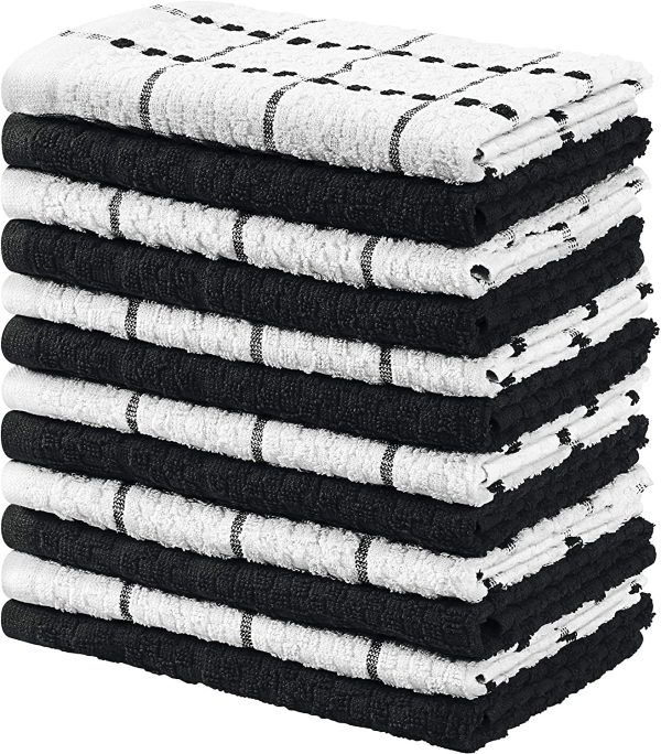 Utopia Towels - Kitchen Towels, 12-Pack - 15 x 25 Inches, Dobby Weave Kitchen Towels - 100% Ring Spun Cotton Super Soft and Absorbent Dish Towels, Tea Towels and Bar Towels (Black) - Image 6