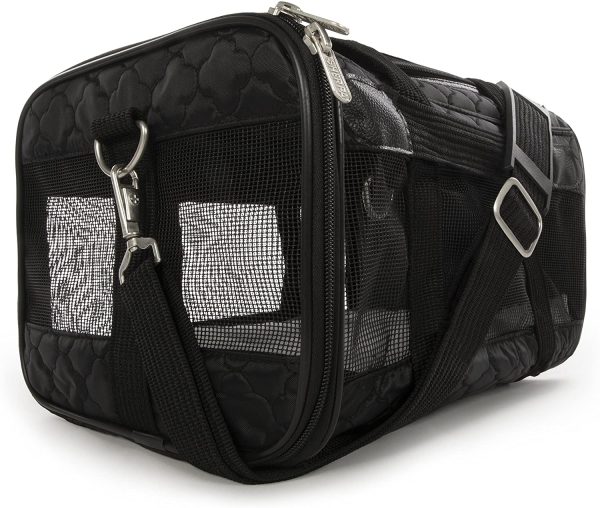 Sherpa Original Deluxe Lattice Stitch Travel Bag Pet Carrier, Airline Approved & Guaranteed-On-Board - Mesh Panels & Spring Frame, Locking Safety Zippers, Machine Washable Liner - Black, Small - Image 5